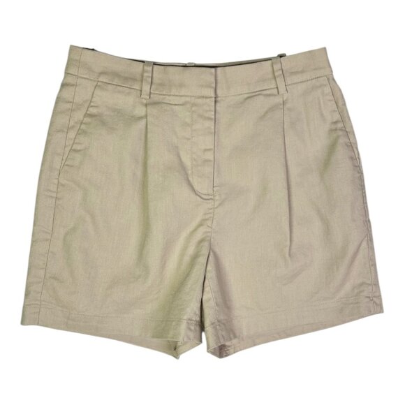 J. Crew Factory Size 2 High Rise Pleated Shorts Tan Lined Linen Blend - Picture 1 of 8